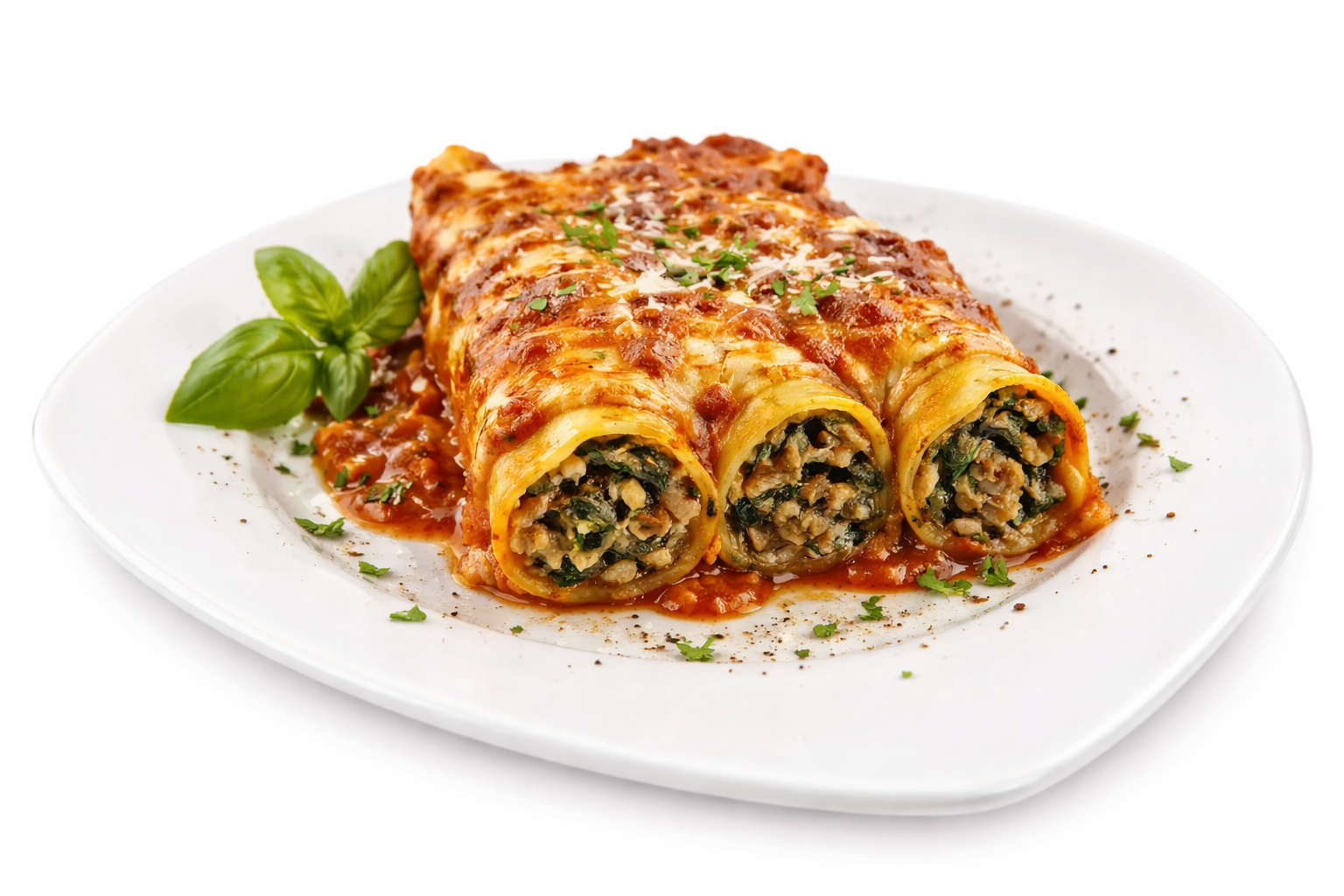 Cannellonis au veau et épinards