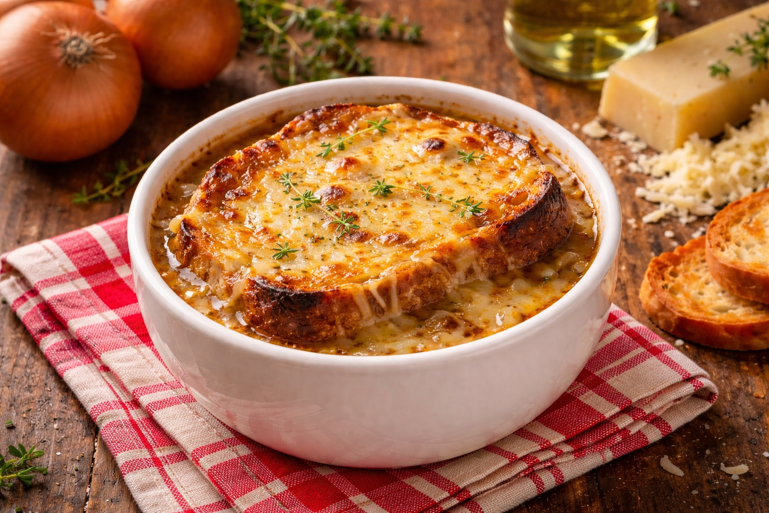 Soupe à l'oignons gratinées